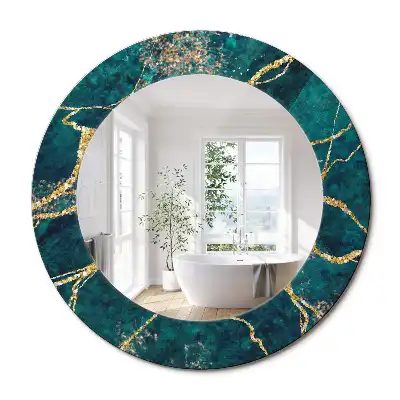 Miroir rond imprimé marbre vert