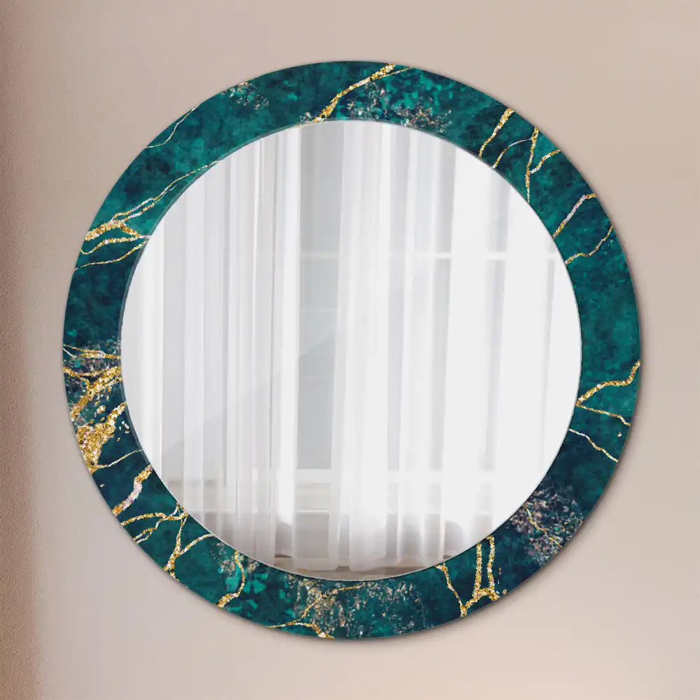 Miroir rond imprimé marbre vert