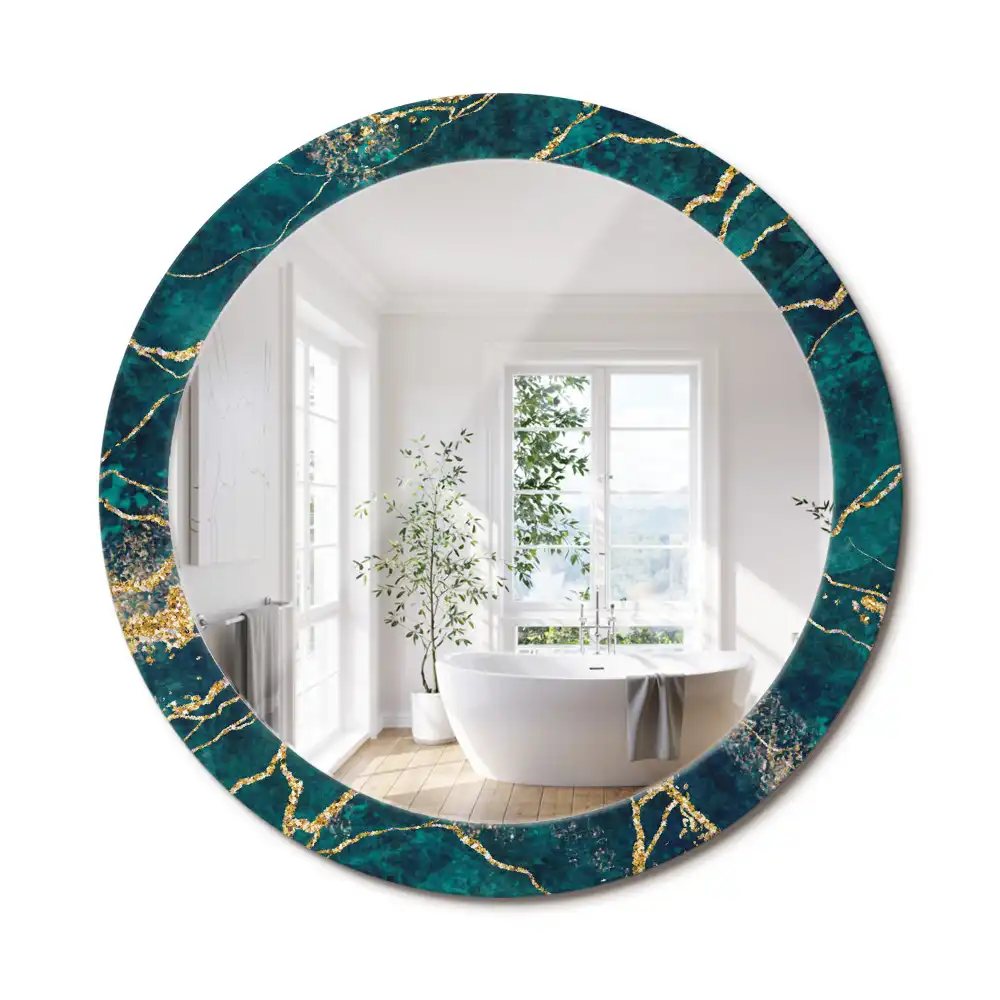 Miroir rond imprimé marbre vert