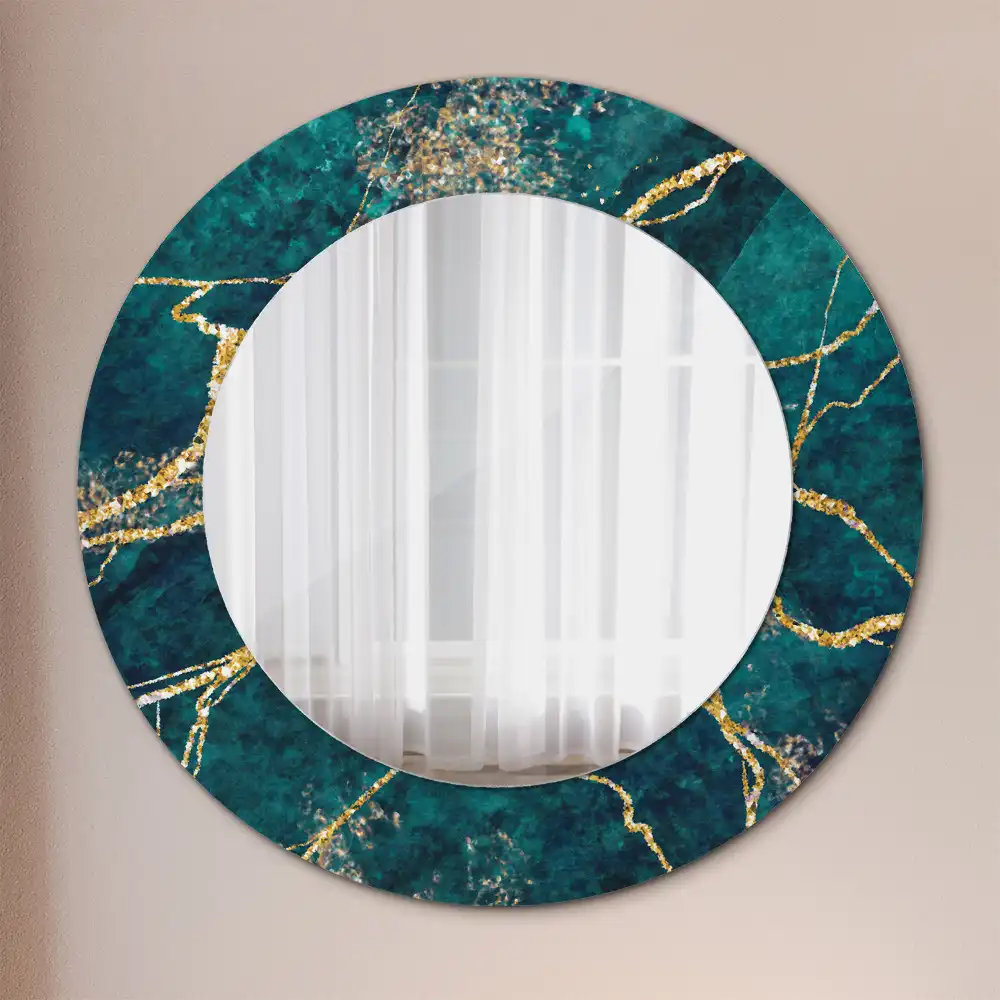 Miroir rond imprimé marbre vert