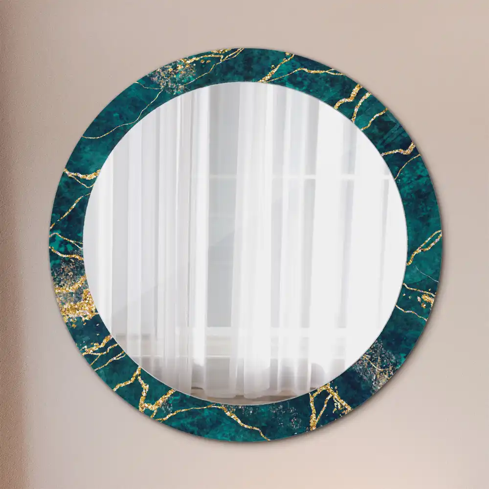 Miroir rond imprimé marbre vert