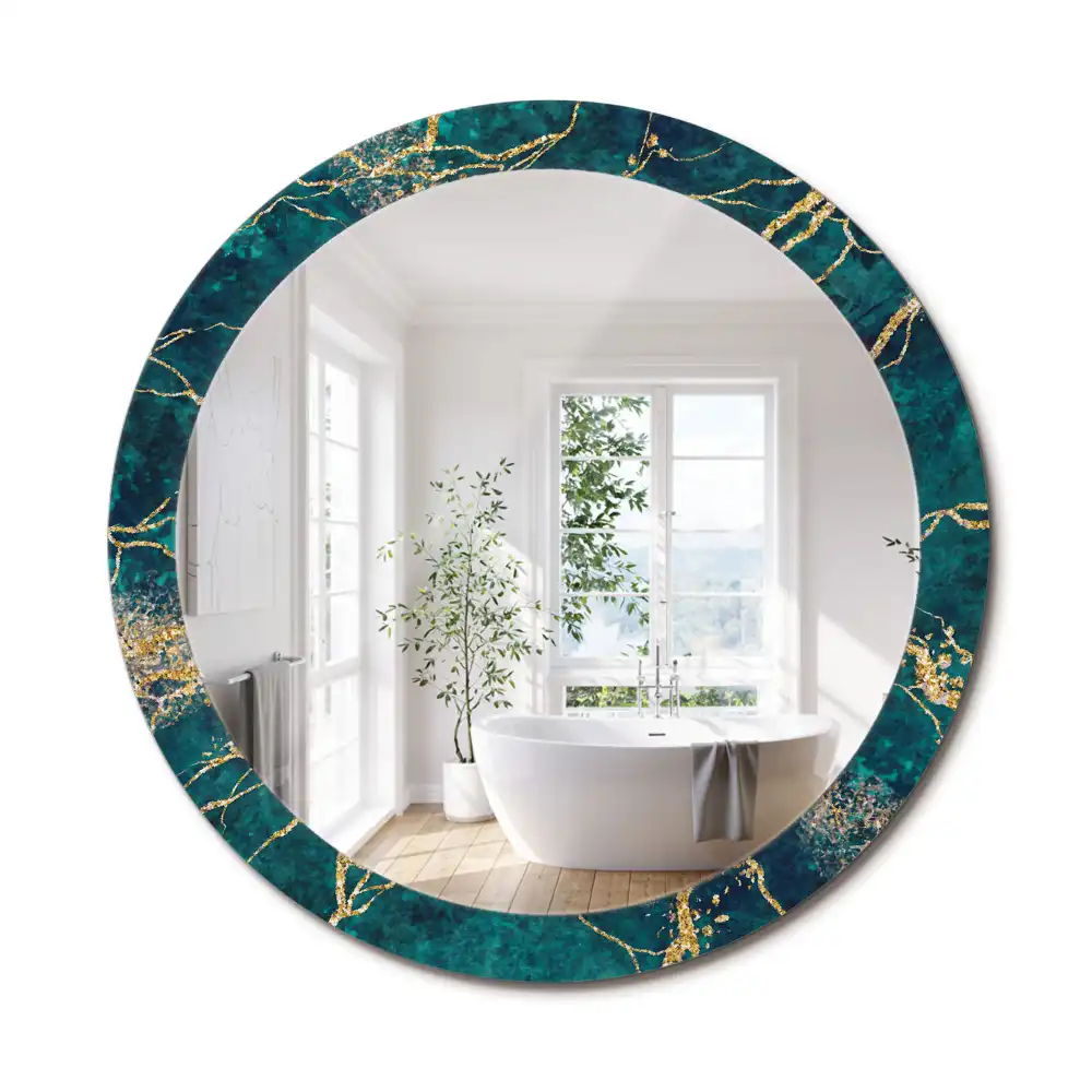 Miroir rond imprimé marbre vert