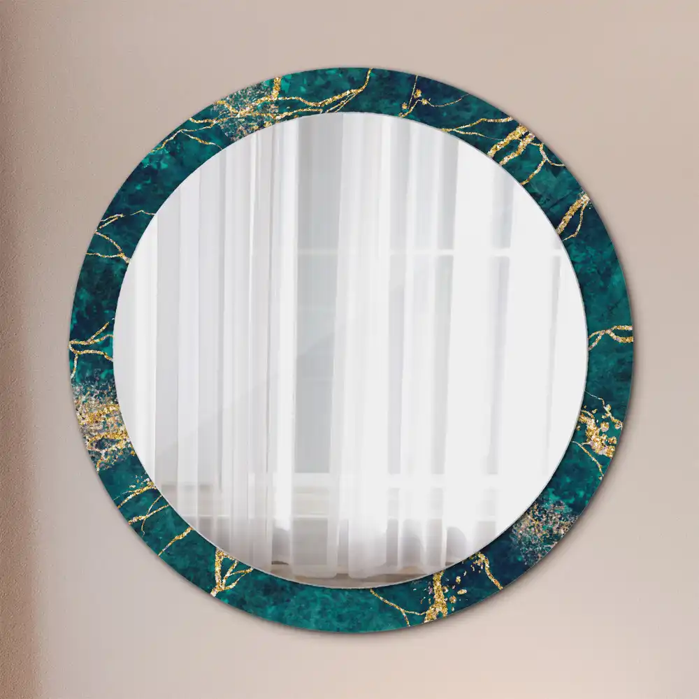 Miroir rond imprimé marbre vert
