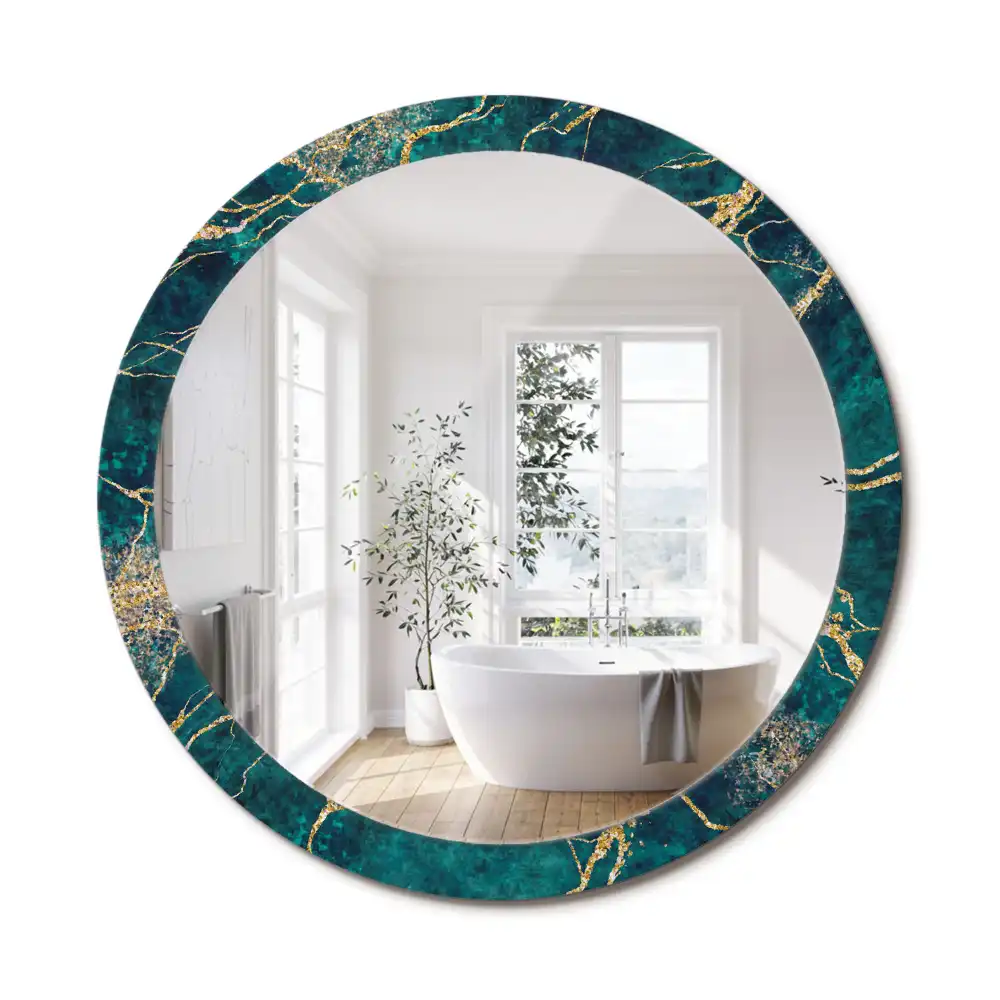Miroir rond imprimé marbre vert
