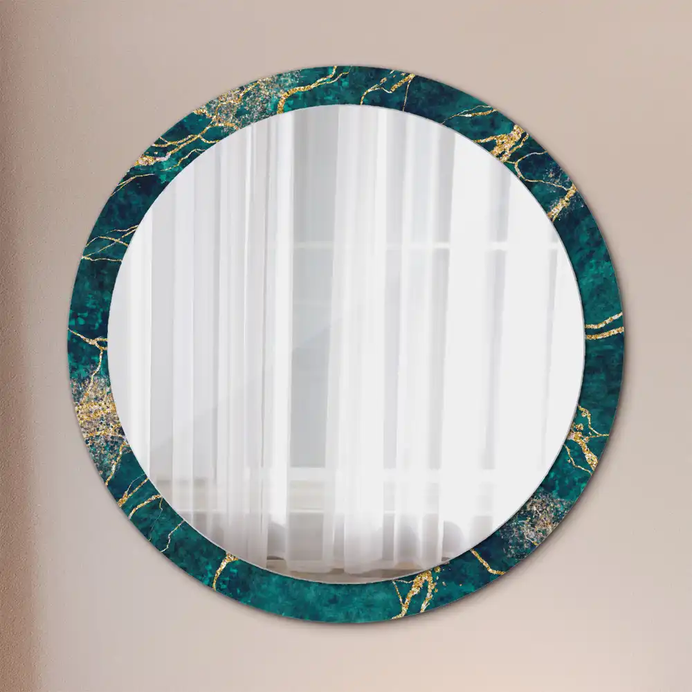 Miroir rond imprimé marbre vert