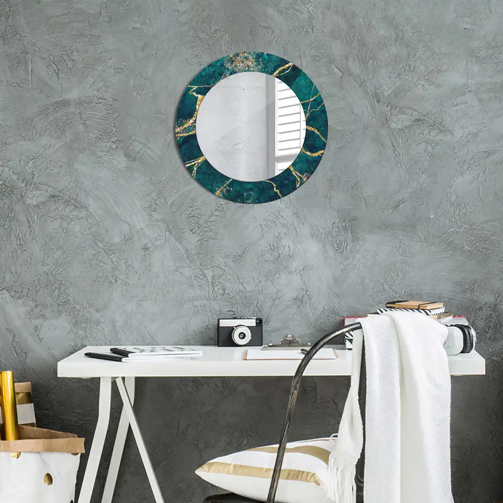 Miroir rond imprimé marbre vert