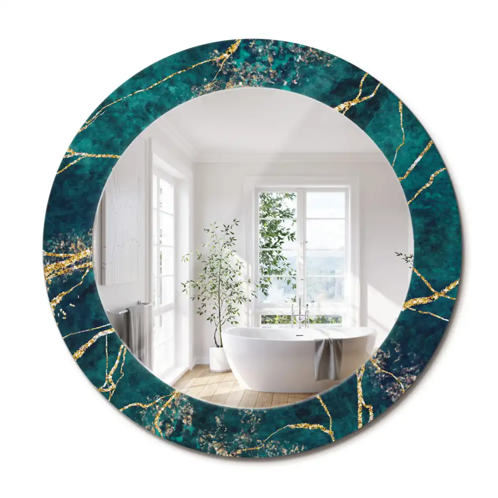 Miroir rond imprimé marbre vert