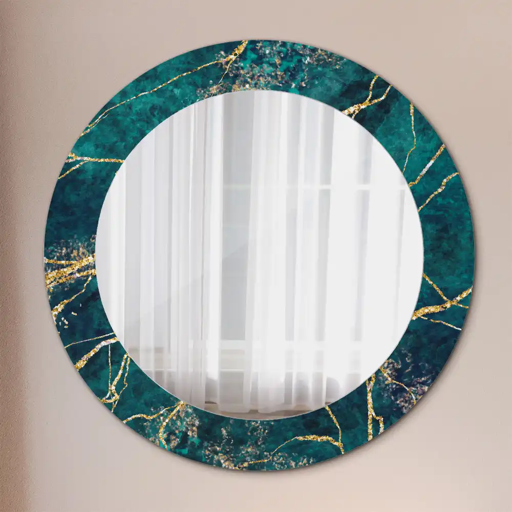 Miroir rond imprimé marbre vert