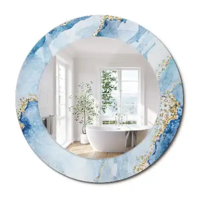 Miroir rond avec décoration marbre bleu clair