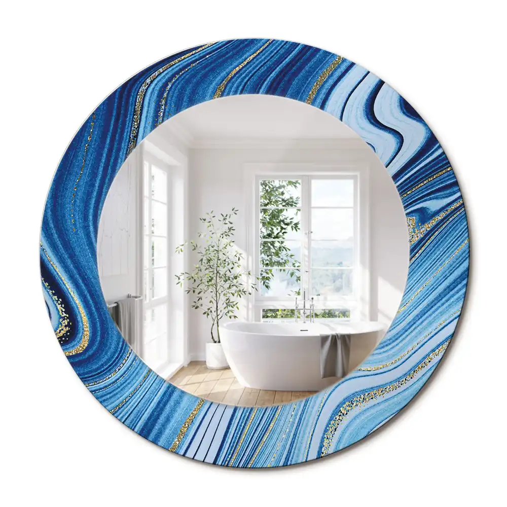 Miroir rond imprimé rivière de marbre