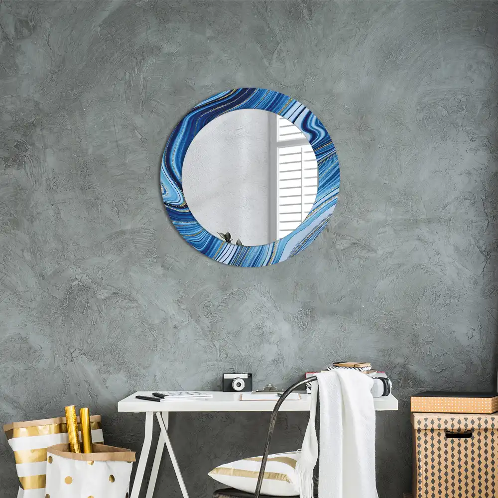 Miroir rond imprimé rivière de marbre
