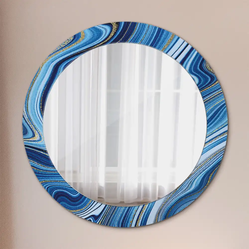 Miroir rond imprimé rivière de marbre
