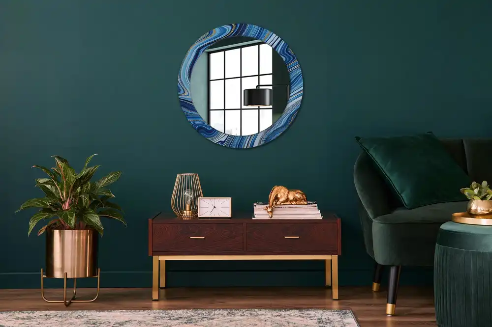 Miroir rond imprimé rivière de marbre