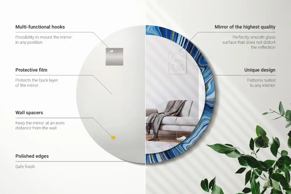 Miroir rond imprimé rivière de marbre