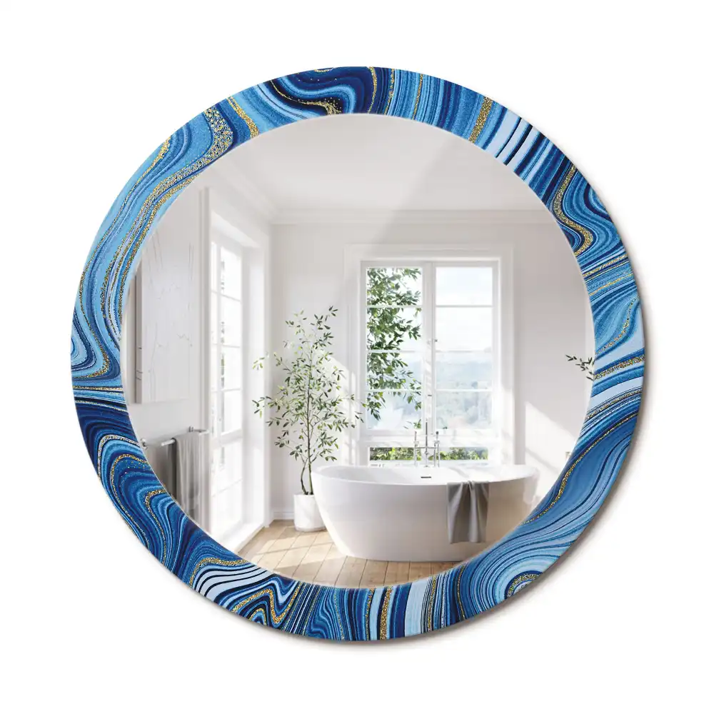 Miroir rond imprimé rivière de marbre