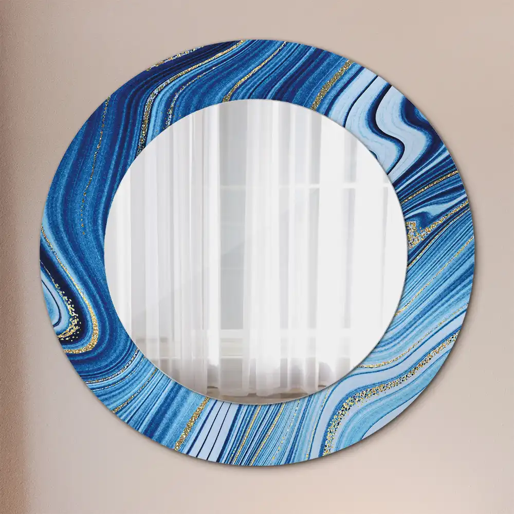 Miroir rond imprimé rivière de marbre