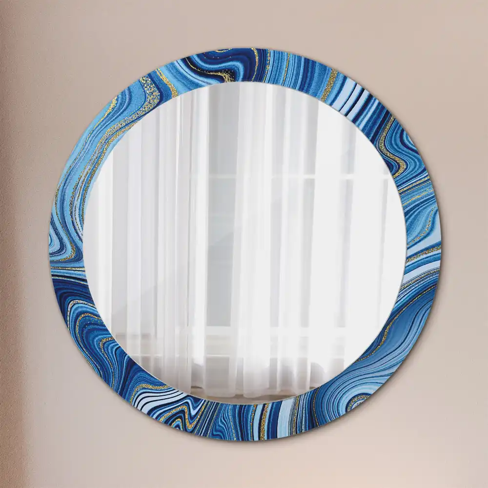 Miroir rond imprimé rivière de marbre