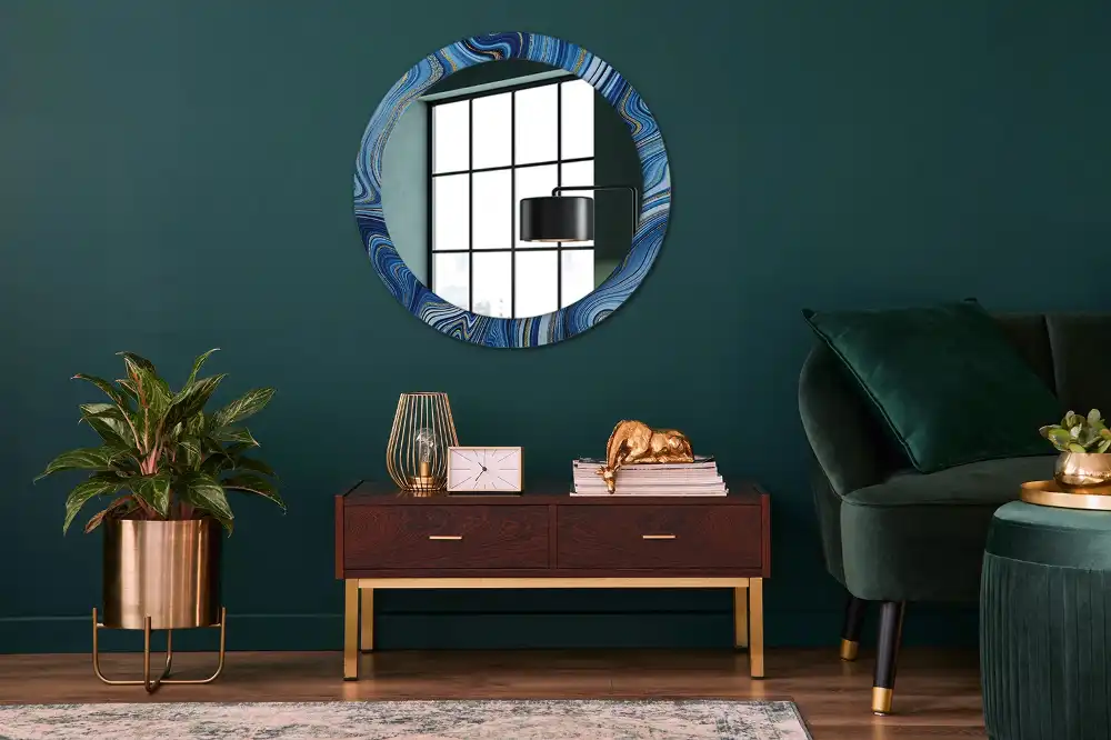 Miroir rond imprimé rivière de marbre