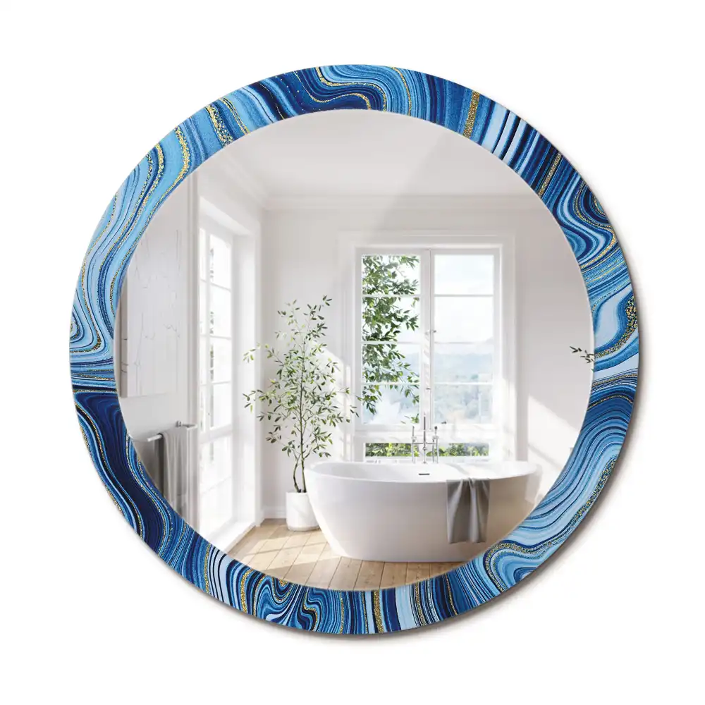 Miroir rond imprimé rivière de marbre