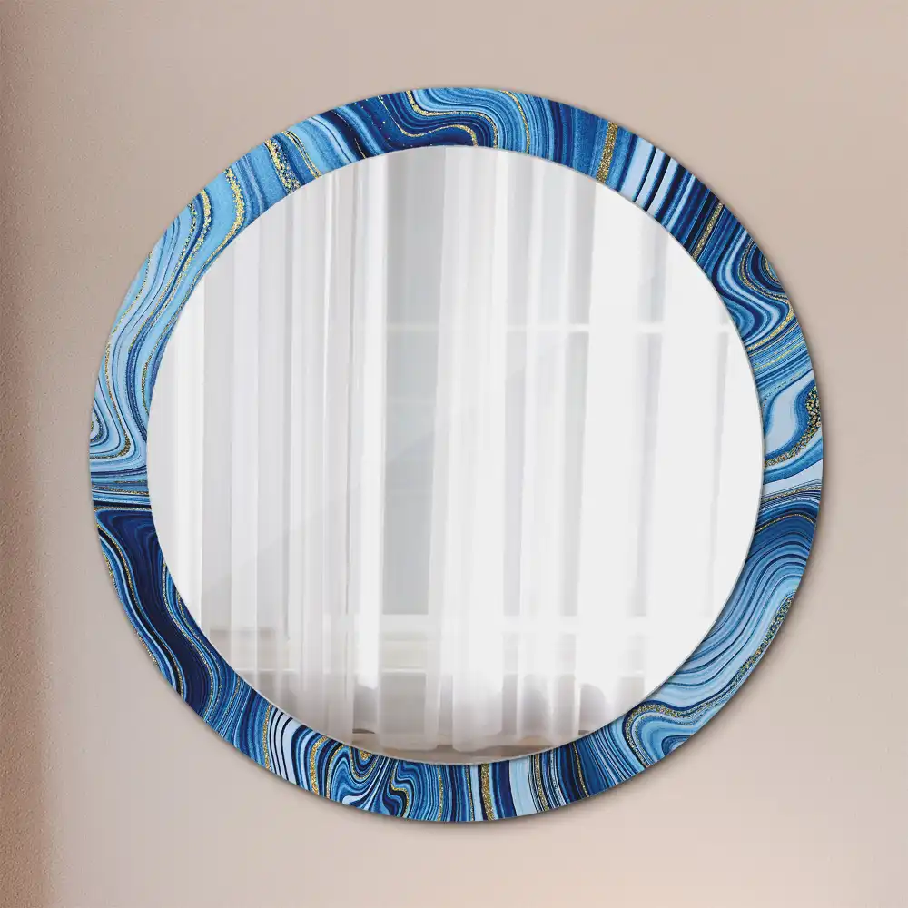 Miroir rond imprimé rivière de marbre