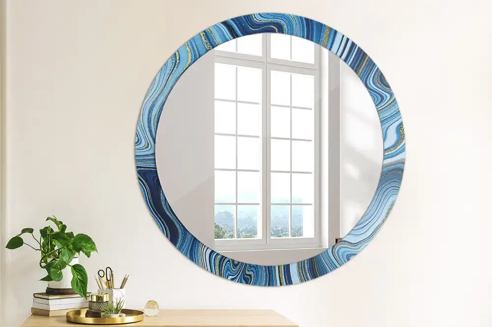 Miroir rond imprimé rivière de marbre