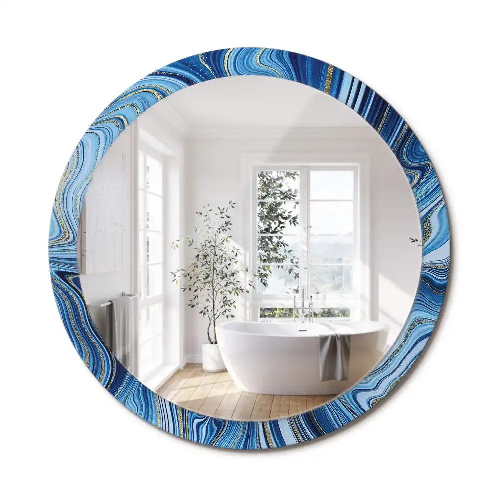 Miroir rond imprimé rivière de marbre