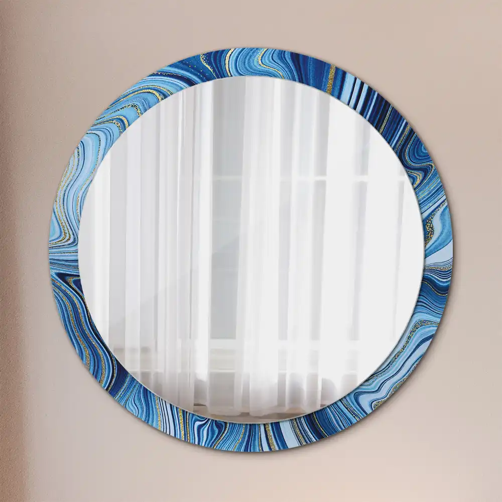 Miroir rond imprimé rivière de marbre