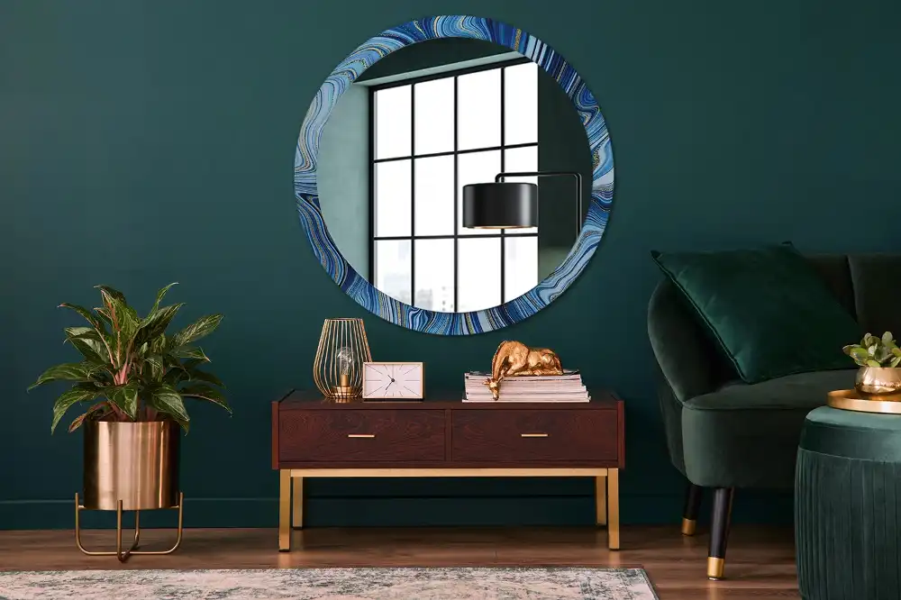 Miroir rond imprimé rivière de marbre