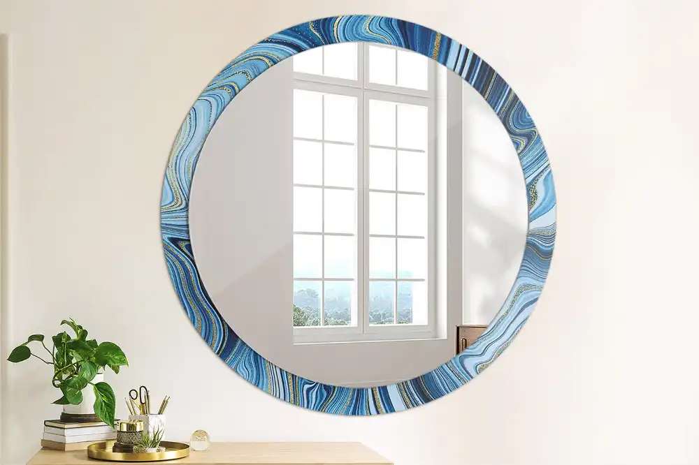 Miroir rond imprimé rivière de marbre