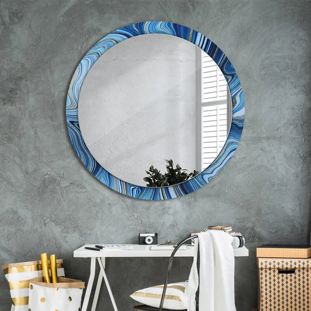 Miroir rond imprimé rivière de marbre