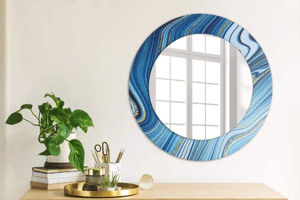 Miroir rond imprimé rivière de marbre