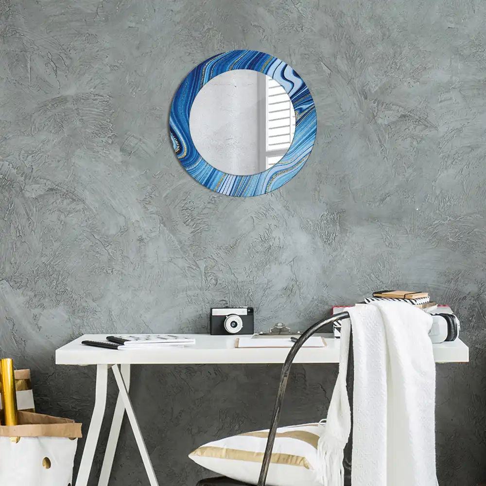 Miroir rond imprimé rivière de marbre