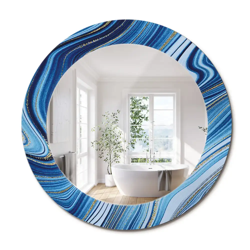 Miroir rond imprimé rivière de marbre