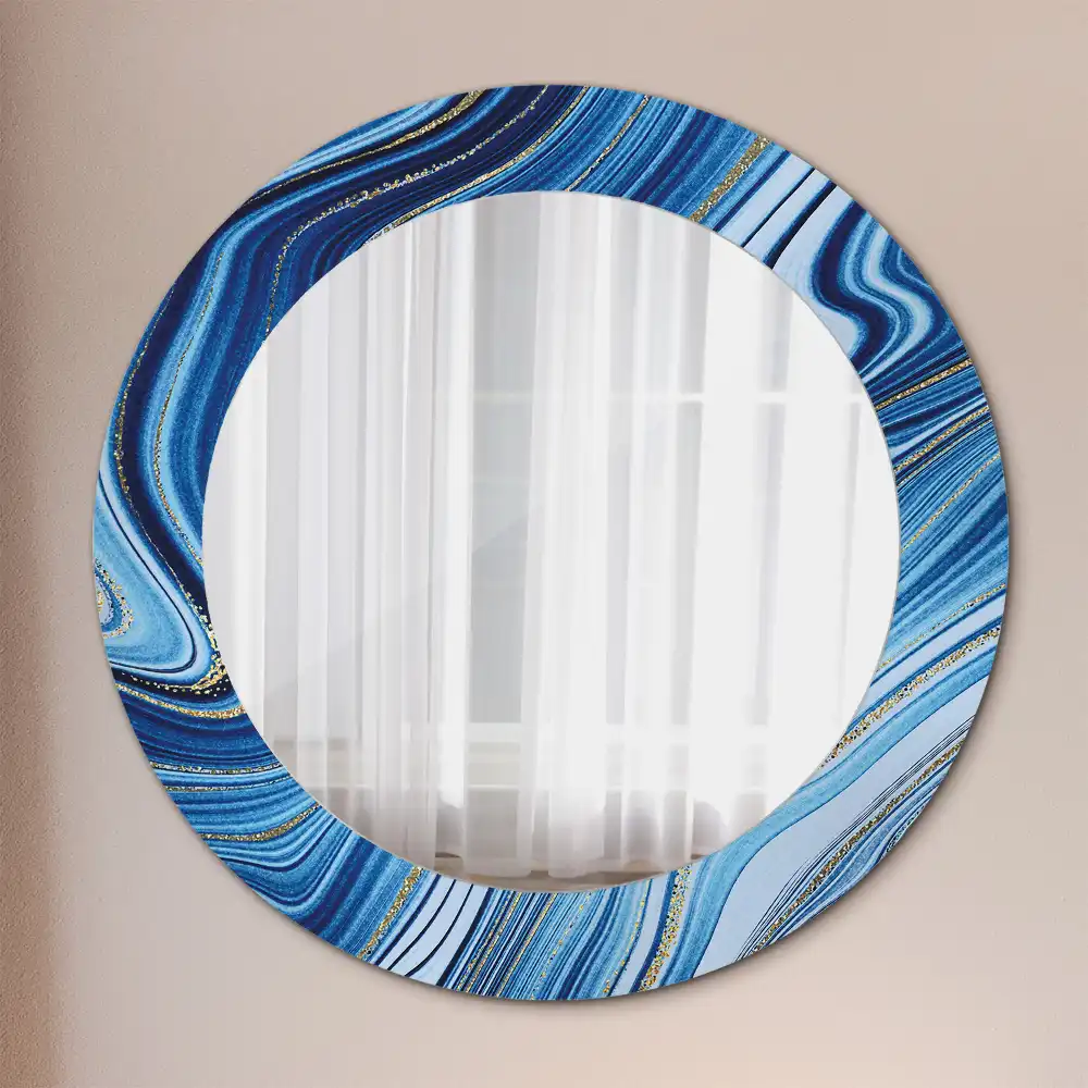 Miroir rond imprimé rivière de marbre