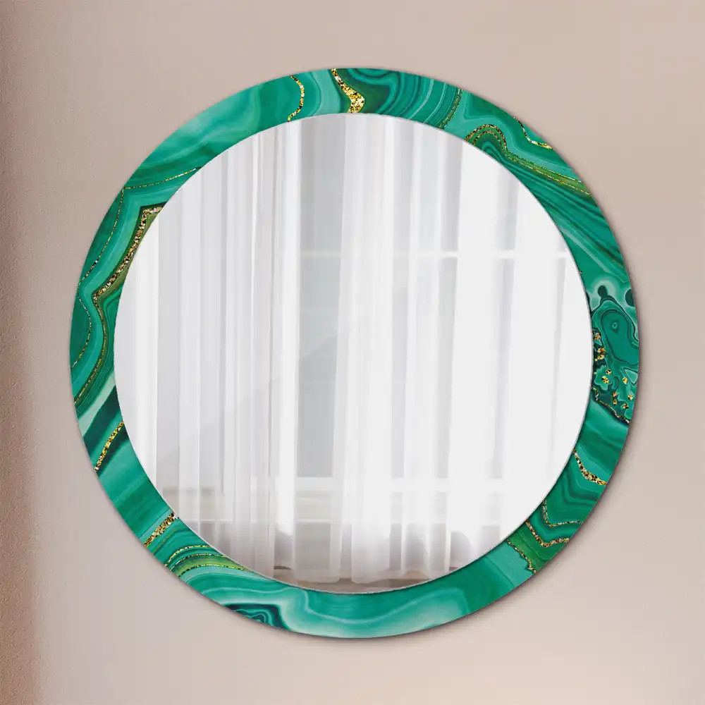 Miroir rond cadre avec impression marbre d'agate