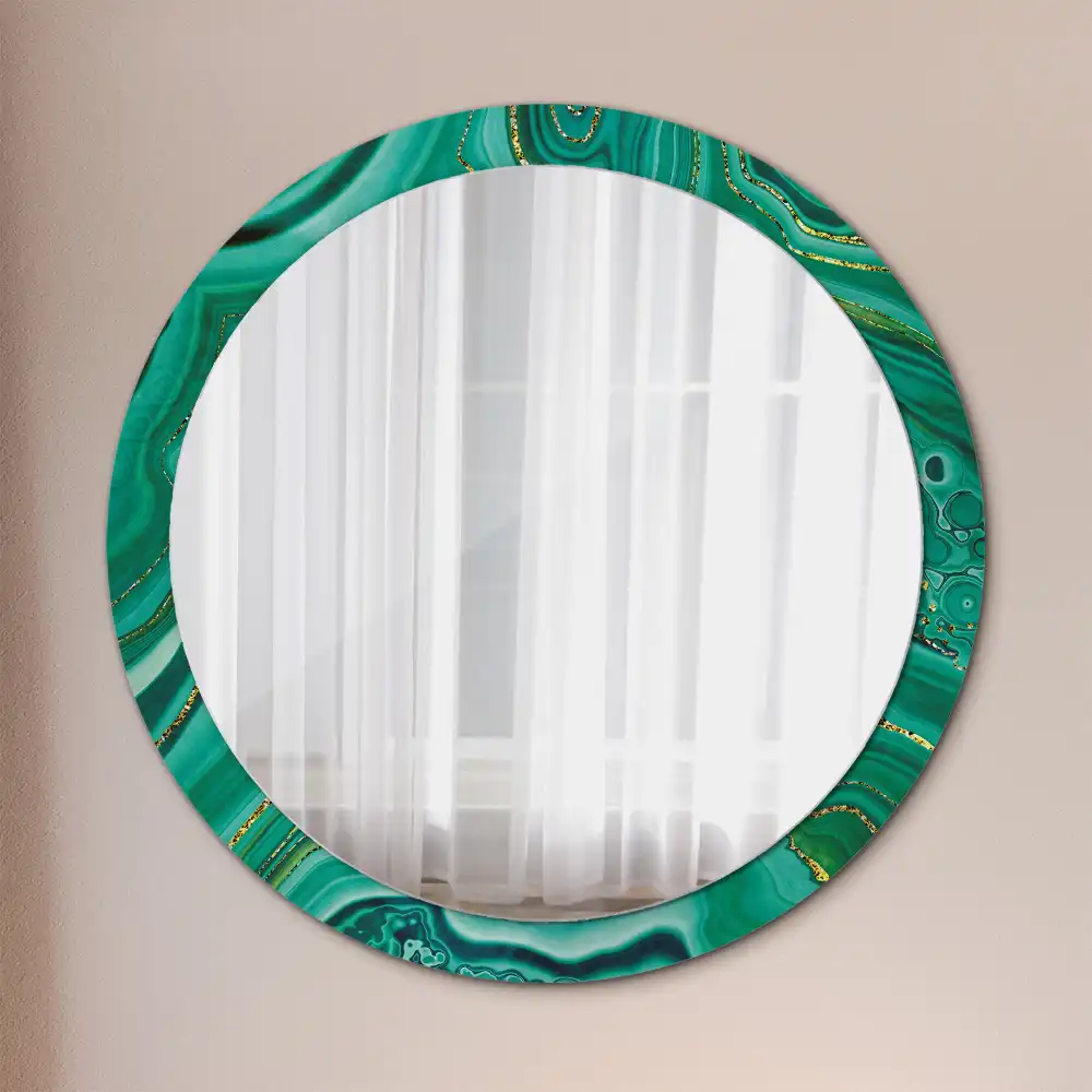 Miroir rond cadre avec impression marbre d'agate