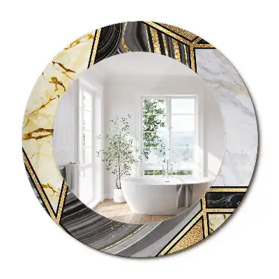 Miroir rond avec décoration style marbré