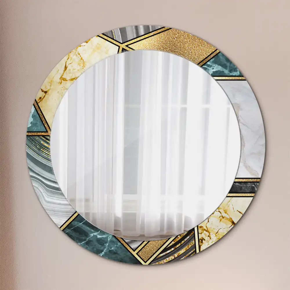 Miroir rond avec décoration style marbré