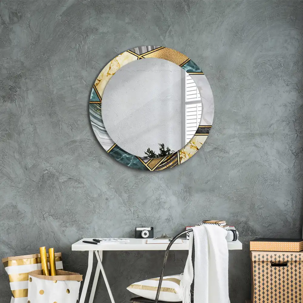 Miroir rond avec décoration style marbré