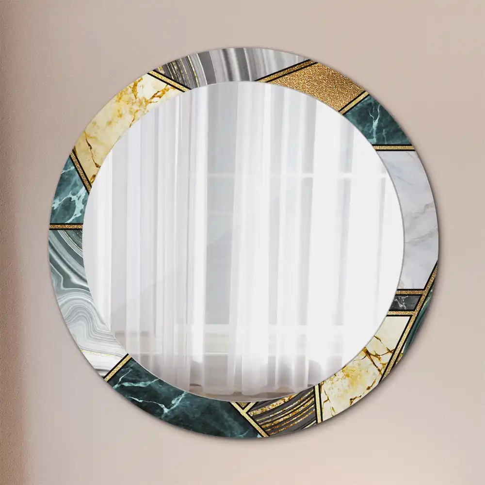 Miroir rond avec décoration style marbré