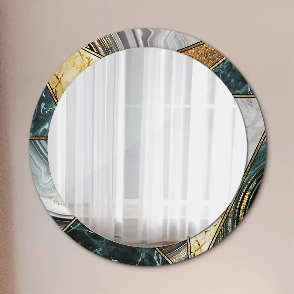 Miroir rond avec décoration style marbré
