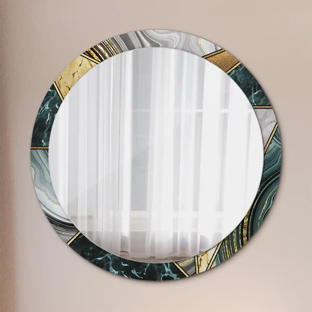 Miroir rond avec décoration style marbré
