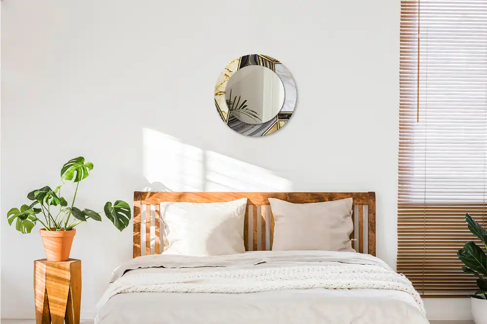 Miroir rond avec décoration style marbré