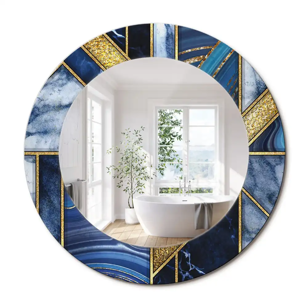 Miroir rond imprimé marbre moderne
