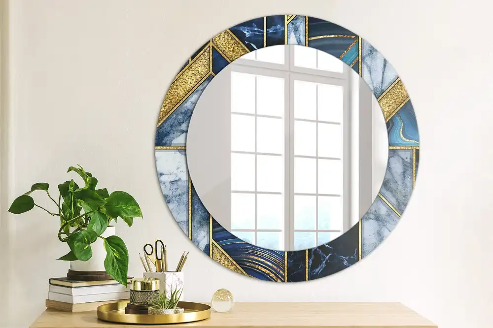 Miroir rond imprimé marbre moderne