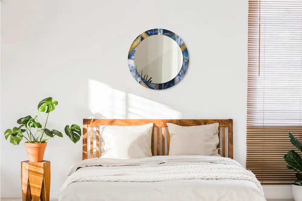 Miroir rond imprimé marbre moderne