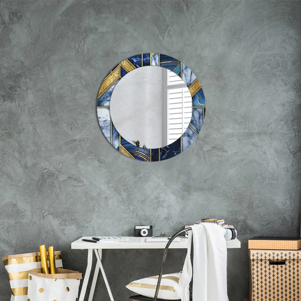 Miroir rond imprimé marbre moderne