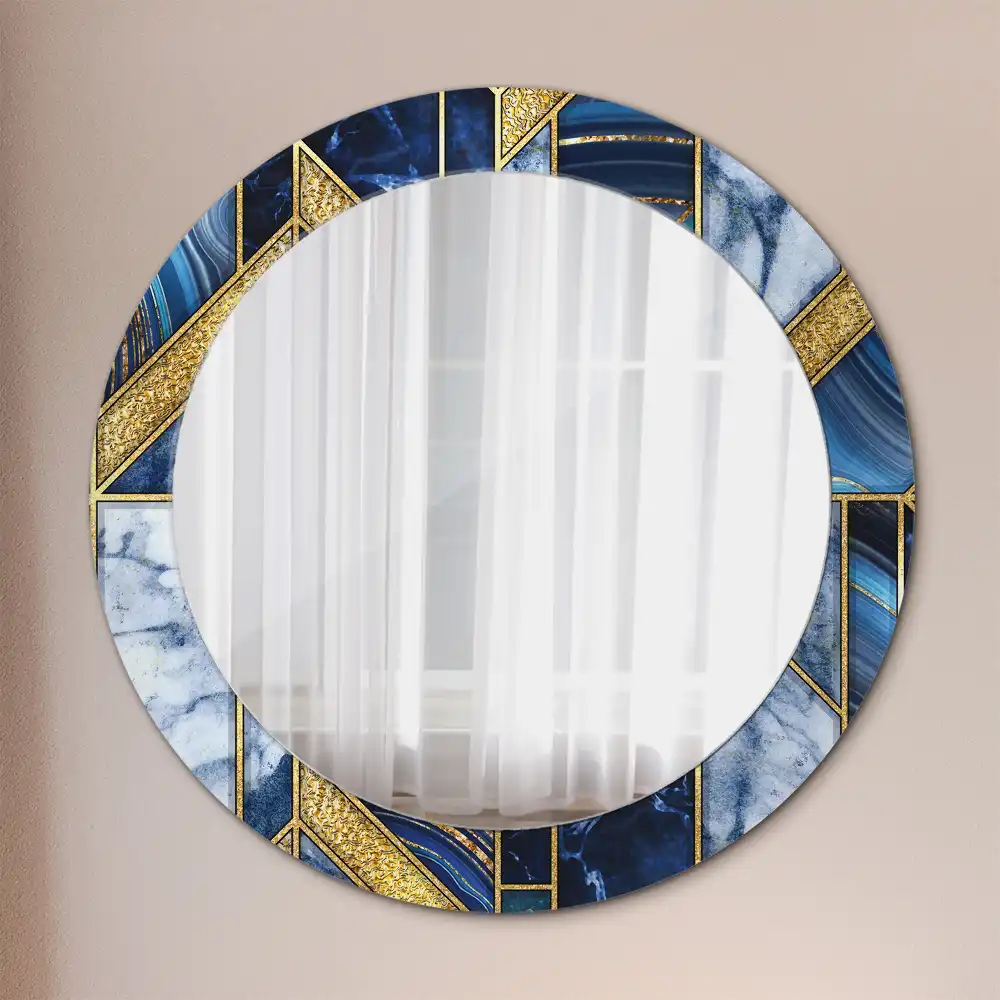 Miroir rond imprimé marbre moderne