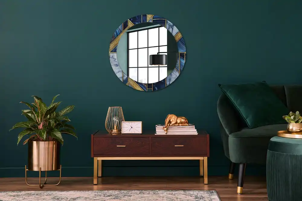 Miroir rond imprimé marbre moderne
