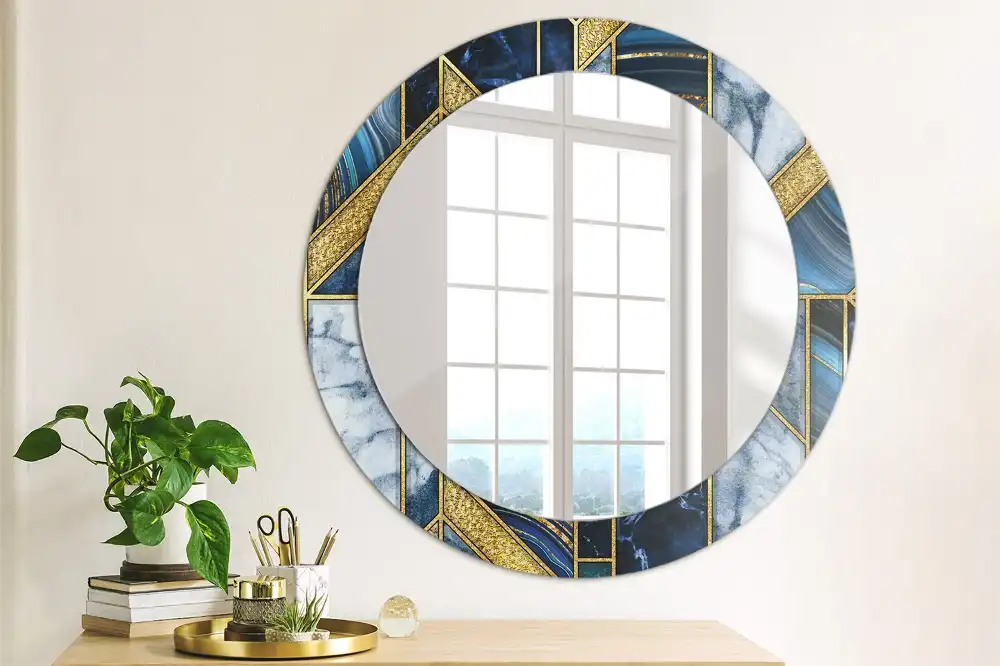 Miroir rond imprimé marbre moderne